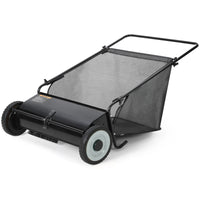 Garvee Recolector de Césped 66 cm con 4 Cepillos Giratorios, Bolsa 198 Litros, Marco de Acero, Ruedas de Goma, Altura Ajustable para Césped y Hojas