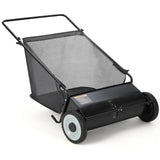 Garvee Recolector de Césped 66 cm con 4 Cepillos Giratorios, Bolsa 198 Litros, Marco de Acero, Ruedas de Goma, Altura Ajustable para Césped y Hojas - Negro