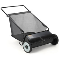 Garvee Recolector de Césped 66 cm con 4 Cepillos Giratorios, Bolsa 198 Litros, Marco de Acero, Ruedas de Goma, Altura Ajustable para Césped y Hojas