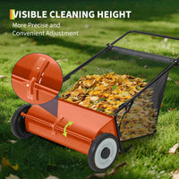 Garvee Barredora de Césped Manual 66 cm con Cepillos Giratorios Ajustables para Jardín y Patio, Tela Resistente, Fácil Ensamblaje, 0.2 m³ Capacidad, Verde