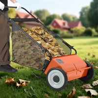 Garvee Barredora de Césped Manual 66 cm con Cepillos Giratorios Ajustables para Jardín y Patio, Tela Resistente, Fácil Ensamblaje, 0.2 m³ Capacidad, Verde