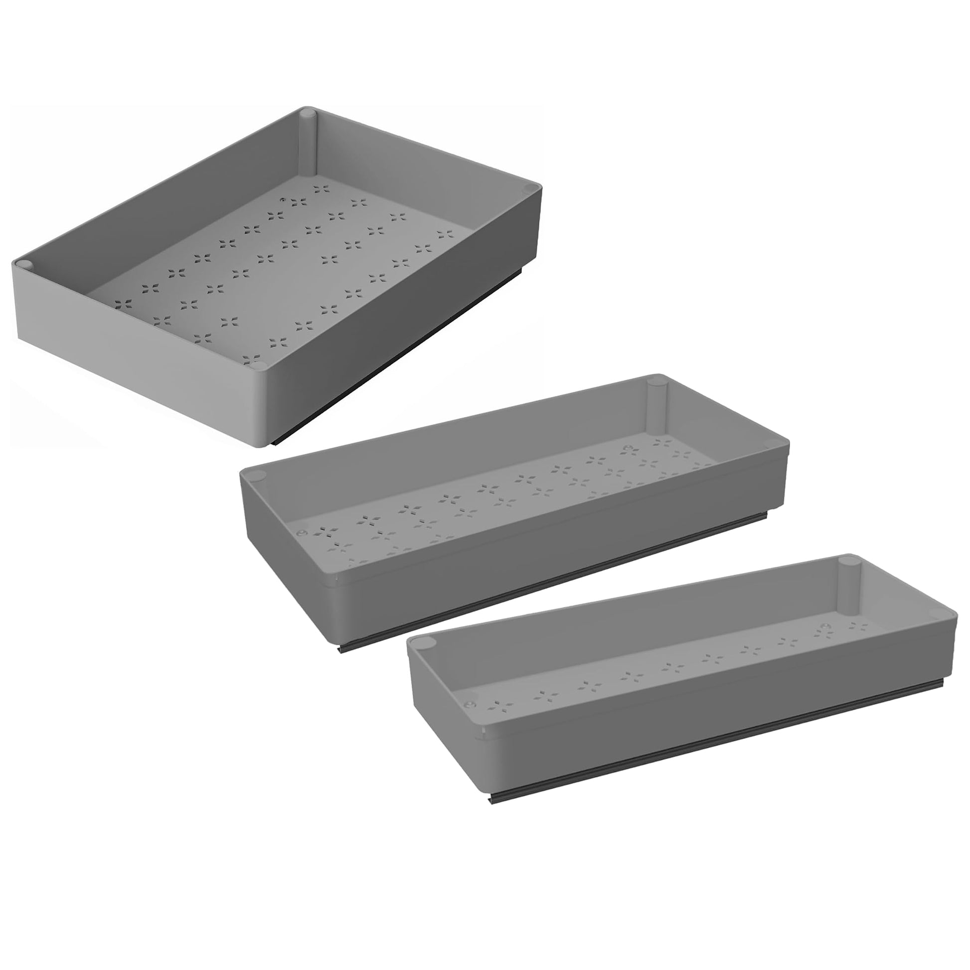 Garvee Organizador de cajones telescópico para cocina y baño, ABS duradero, organizador extraíble, gris, 34.29-68.58x101.6x17.78cm, 3 tamaños