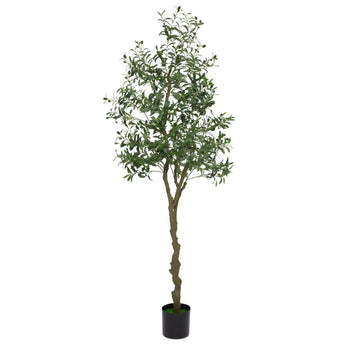 Garvee Árbol Artificial de Olivo 213cm Hojas Frutas Realistas Ajustable Duradero Poliéster Maceta Estable Hogar Oficina