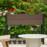 Garvee Huerto Elevado 109×85 cm HDPE con Estante y Soporte de Aluminio Negro, Resistente a la Intemperie, Ideal para Patio y Balcón