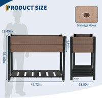 Garvee Huerto Elevado 109×85 cm HDPE con Estante y Soporte de Aluminio Negro, Resistente a la Intemperie, Ideal para Patio y Balcón