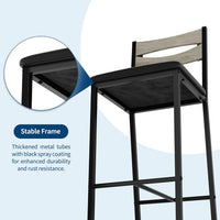 Garvee Juego De Comedor 3 Piezas Con Estantes De Almacenaje, Sillas Tapizadas, Mesa De Hierro Y Madera, Compacto, Gris, Ideal Para Apartamentos