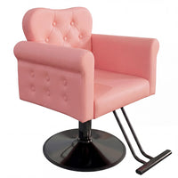 Garvee Silla De Salón Para Estilista En PU Rosa, Base Metálica Redonda, Elevación Hidráulica, 150 Kg, Para Salones Y Spas