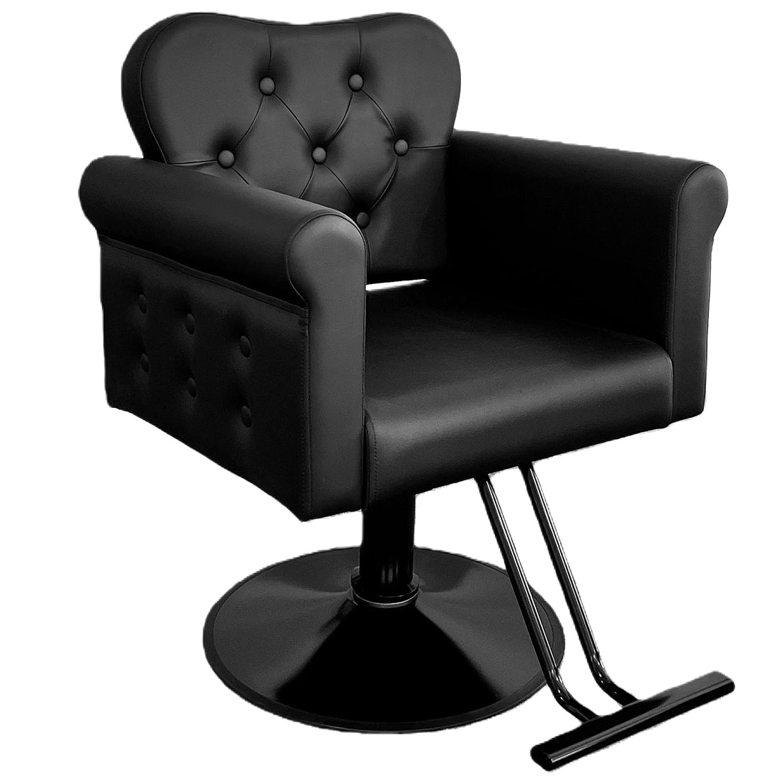 Garvee Silla De Peluquería Para Estilistas Cuero PU Elevación Hidráulica Giro 360° Base Metálica Redonda Resistente 150 Kg Salones Spas