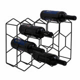 Garvee Estante para Vino Metalico Apilable Diseno de Rombos Ahorra Espacio Capacidad Catorce Botellas, Negro