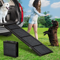 Garvee Rampa para Perros 4 Pliegues Plegable Aleación de Aluminio 1.3mm Tela No Tejida Extra Ancha Larga Antideslizante Capacidad 113.4kg para Perros Sofá Hogar y Coche 160x43.2cm