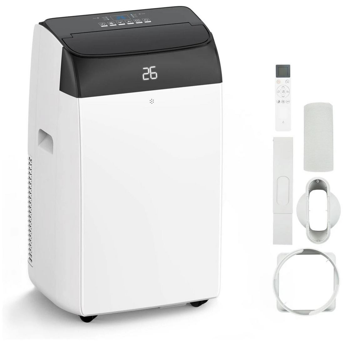 Garvee Aire Acondicionado Portátil 12000 BTU 3 en 1 Enfriador Deshumidificador y Ventilador con Kit de Ventana Temporizador 24H y Mando a Distancia Tapa Negra