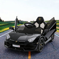 Garvee Coche Eléctrico 12V con Puertas Hidráulicas y Suspensión de Muelles Control Remoto 2.4G para Niños 3-8 Años Negro