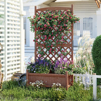 Garvee Jardinera de Madera Con Enrejado y Ruedas Para Patio y Jardín 75x33x150 Cm Café