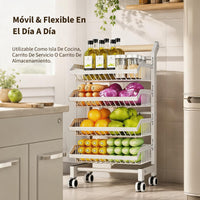 Garvee Carro Estrecho Organizador de 4 Niveles con Cajones de Hierro para Cocina Salón o Balcón Blanco