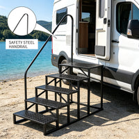 Garvee Escalera Portátil de 5 Peldaños para Autocaravanas y Spas con Pasamanos de Seguridad, Carga 300 kg, Acero Antideslizante