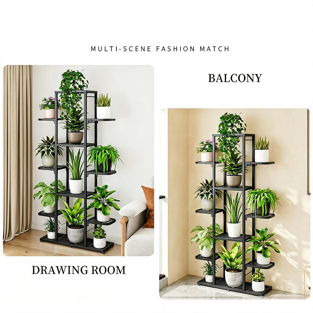Garvee Soporte para Plantas de Hierro Forjado de 5 Niveles Estantería para Macetas de Jardín Balcón y Salón 93,5 cm Gris Espacial