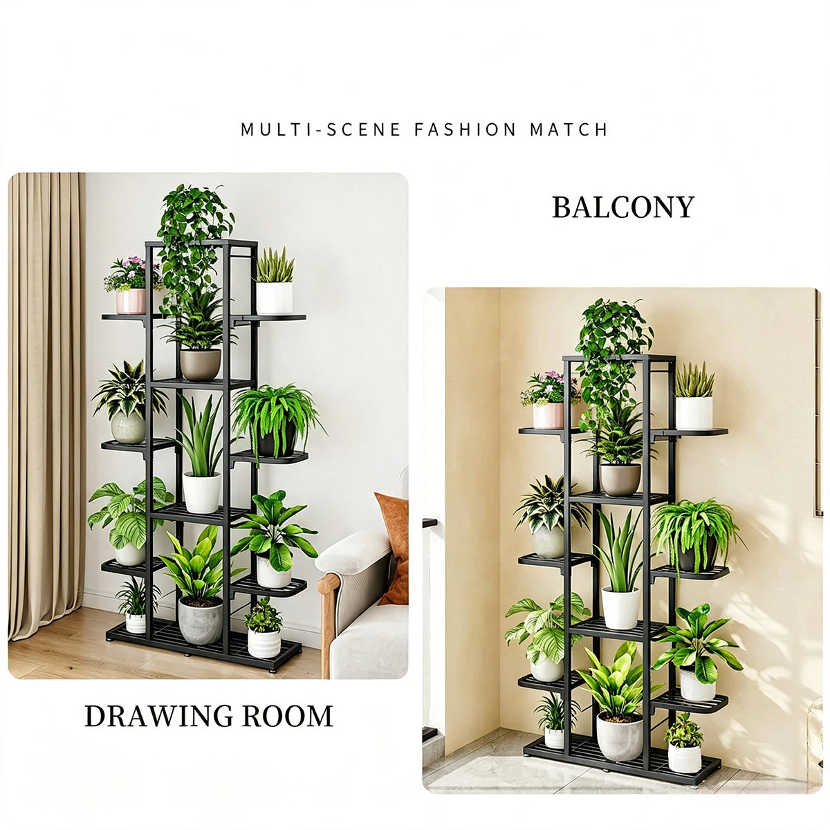 Garvee Soporte para Plantas de Hierro Forjado de 5 Niveles Estantería para Macetas de Jardín Balcón y Salón 93,5 cm Gris Espacial