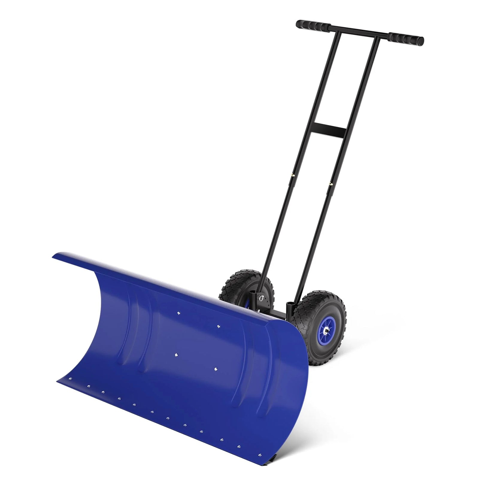 Garvee Empujador de Nieve de Acero 91.44 Cm con Ruedas, Hoja Ajustable Multiposición, Herramienta Práctica para Propietarios de Vehículos en Entradas de Coches, Azul