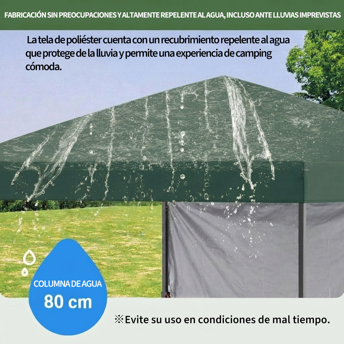 Garvee Carpa Pabellón de Jardín Plegable Pop-Up 2,2x2,2 m con Paredes Laterales Tela Oxford 150D Altura Ajustable 2,4 m Verde