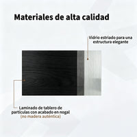 Garvee Aparador Contemporáneo de PB con 2 Puertas de Vidrio Texturizado Mueble Multifuncional para Salón o Pasillo Negro