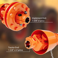 Garvee Eje de Transmisión PTO de 1-3/8" con 6 Estrías y Embrague de Fricción de 110-145 cm de Acero de Grado 45 para Cortacésped Serie 4 Naranja