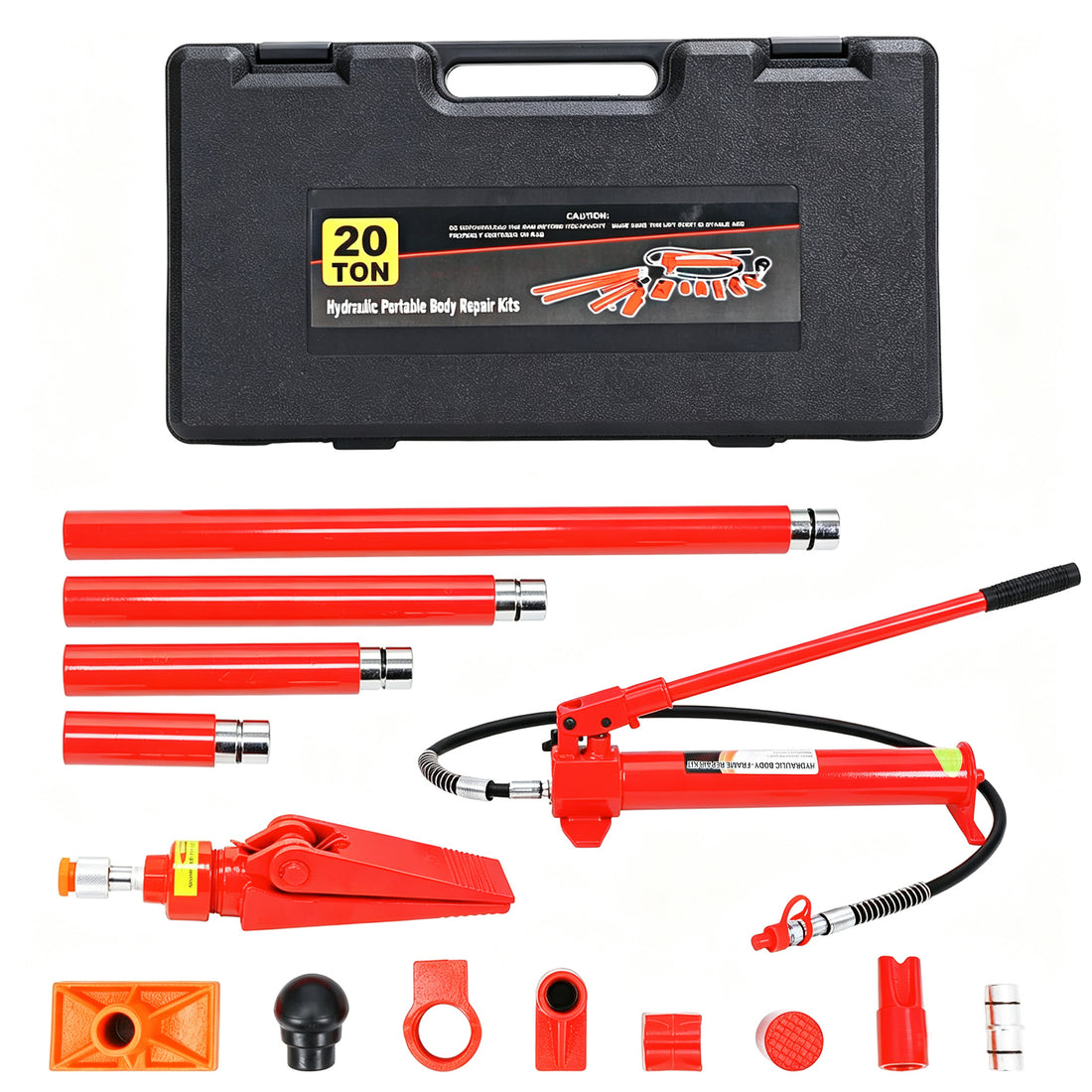 Garvee Gato Hidraulico Separador para Reparacion de Carroceria de Acero Resistente con Maletin, 20 Toneladas Rojo