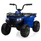 Garvee Quad Eléctrico 12V ATV, Control Remoto, Luces LED, Doble Motor, Neumáticos Grandes, Estructura Segura, 2-5 años, Aire Libre, Azul - Azul