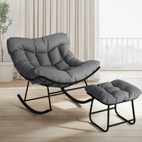 Garvee Silla Mecedora de Patio Grand Rocking Chair con Cojín Cómodo y Revestimiento E-Coating, Madera Resistente para Balcón y Jardín