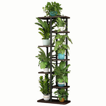 Garvee Soporte para plantas Garvee de madera y metal, esquina, de varios niveles, para interior y exterior, balcón, jardín, sala de estar, duradero, elegante y que ahorra espacio