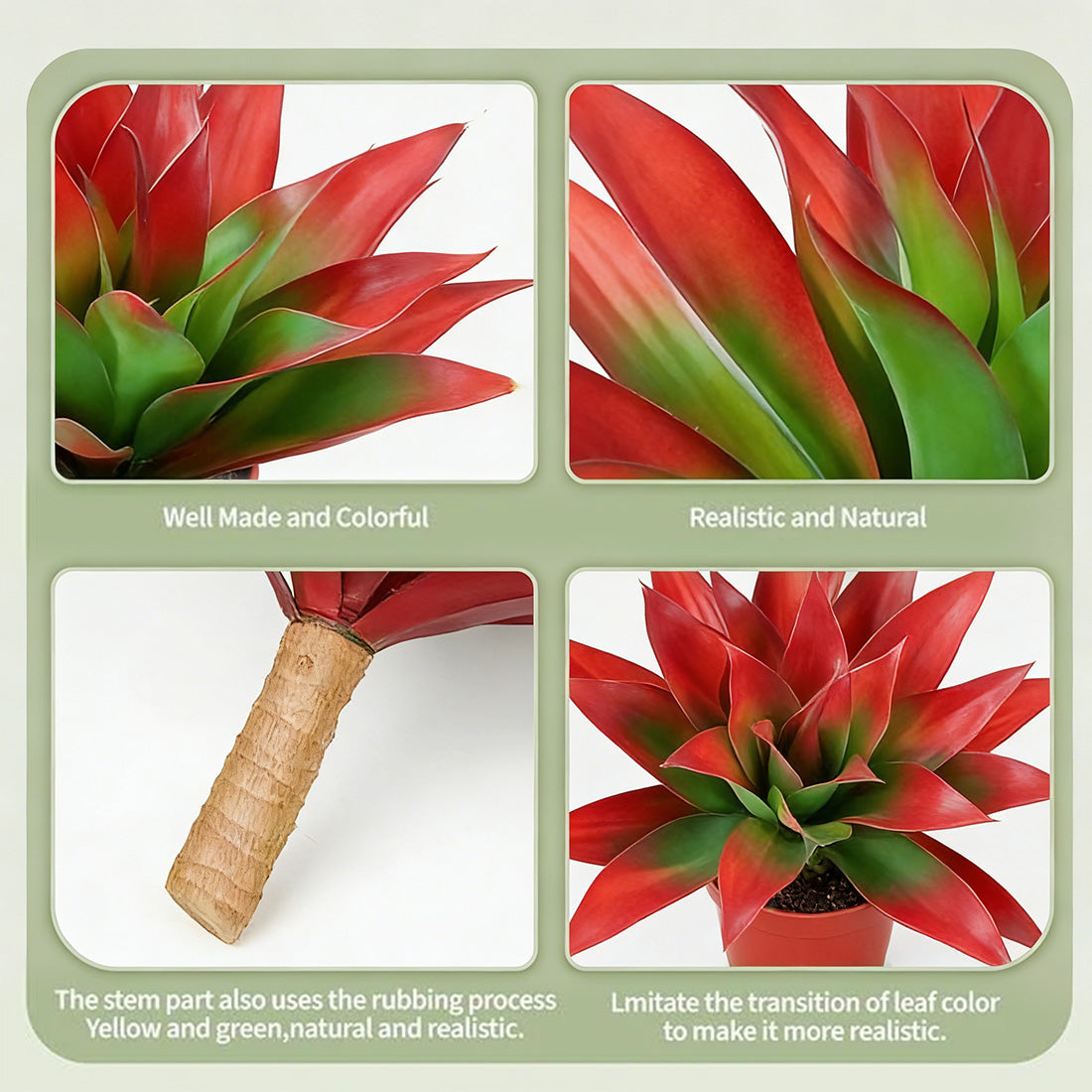 Garvee Planta Artificial Tequila 22 Hojas Rojo Hoja Realista Para Decoración Interior Y Exterior Hogar Jardín