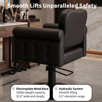 Garvee Silla De Peluquería Para Estilistas Cuero PU Elevación Hidráulica Giro 360° Base Metálica Redonda Resistente 150 Kg Salones Spas