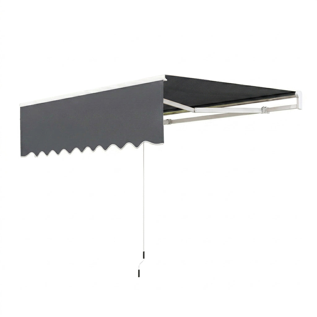 Garvee Toldo Retráctil Manual 3x2.5m para Terraza y Jardín, Toldo Exterior Impermeable con Protección UV y Manivela, Aluminio Reforzado Color Gris