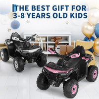 Garvee Quad Eléctrico 12V, 2 Motores, Suspensión, LED, Bluetooth, Música, USB, Control Parental, Ruedas de Plástico Off-Road, 3-6 años, Exterior, Rosa