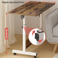 Garvee Mesa Rodante Ajustable en Altura 80x40x87 cm Plegable con Ruedas Bloqueables Madera para Cama Sofá y Oficina Ahorro de Espacio Portátil Atigrado