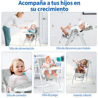 Garvee Kinderhochstuhl YB-H22 - Silla Alta Plegable Para Niños, Diseño Estable, Compacto, Gris, Ideal Para Hogar Y Viajes