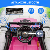 Garvee Coche Eléctrico para Niños 12V, Vehículo Todoterreno Infantil con Control Remoto 2.4G, Bluetooth, Música y Luces LED, 3-6 Años, Rosa