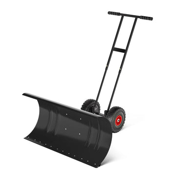 Garvee Pala de Nieve de Acero Galvanizado 73.66 Cm con Ruedas, Hoja Ajustable 7 Posiciones, Mango Ergonómico 5 Niveles, Herramienta Resistente para Propietarios de Casas en Entradas Residenciales, Negro