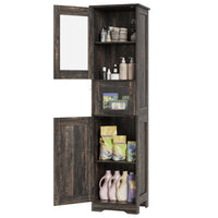 Garvee Armario Alto 170 cm Madera MDF Puerta Vidrio Templado Para Baño Cocina Diseño Compacto Blanco