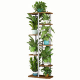 Garvee soporte para plantas de 7 niveles de metal, soporte para macetas para interior y exterior, 120x36x23.5cm, estantería para flores multicapa - Roble Clásico