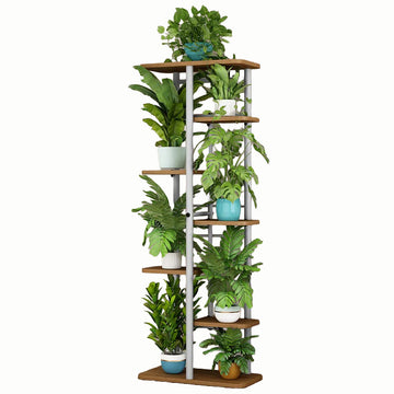 Garvee soporte para plantas de 7 niveles de metal, soporte para macetas para interior y exterior, 120x36x23.5cm, estantería para flores multicapa
