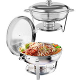 Garvee Juego De 2 Bandejas De Acero Inoxidable 4.7L Con Tapa Y Soporte Para Eventos Y Banquetes, Mantiene Temperatura, Fácil De Instalar - Plateado-2