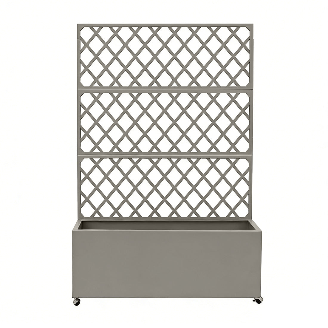 Garvee Macetero Elevado con Trellis y Ruedas, Acero Galvanizado, Móvil y Resistente para Jardín, Patio o Césped, Inteligente Drenaje, Tamaño Compacto, Color Gris