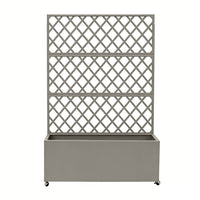 Garvee Macetero Elevado con Trellis y Ruedas, Acero Galvanizado, Móvil y Resistente para Jardín, Patio o Césped, Inteligente Drenaje, Tamaño Compacto, Color Gris