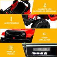 Garvee Coche Eléctrico 12V, Control Remoto, Suspensión, Luces LED, 2 Velocidades, Seguridad, 3-6 años, Interior y Exterior, Rojo