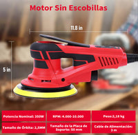 Garvee Lijadora Excéntrica 350W Motor sin Escobillas para Madera y Pulido 150 mm 2.5 mm