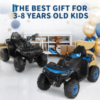 Garvee Quad Eléctrico 12V, Control Remoto, 2 Motores Potentes, Suspensión, LED, Bluetooth, Música, USB, 3-8 años, Exterior, Azul