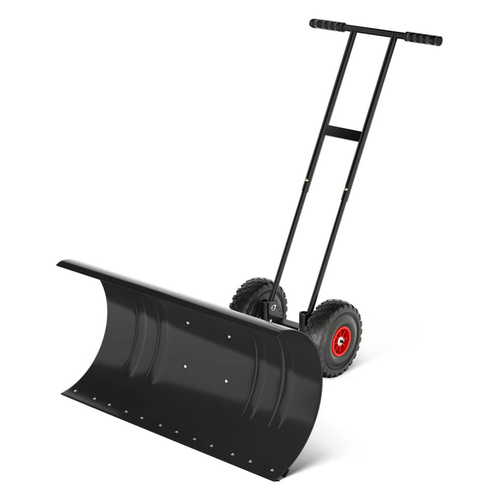 Garvee Pala de Nieve de Acero Galvanizado 91.44 Cm con Ruedas, Hoja Ajustable 7 Posiciones, Mango Ergonómico Ajustable, Equipo Potente para Conductores en Entradas de Vehículos, Negro