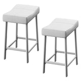 Garvee Juego De Taburetes De Bar Modernos Sin Respaldo Tapizados 61 cm Negro Para Cocina Bar Comedor - Blanco