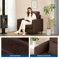 Garvee Sofá 2 Plazas Moderno Tela Suave Marrón Compacto Para Salón Pequeño Con Almohadas Y Reposabrazos