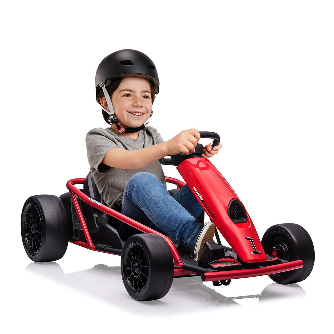 Garvee Go-Kart Eléctrico 24V, 2 Motores 300W, Velocidad 13 km/h, Asiento Amplio, Música, Neumáticos EVA y Nylon, 8-12 años, Aire Libre, Rojo